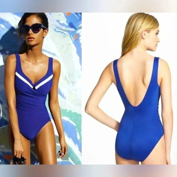 Miraclesuit Women's Colorblock Escape Swimsuit One Piece Blue White Size Medium - Picture 1 of 8
